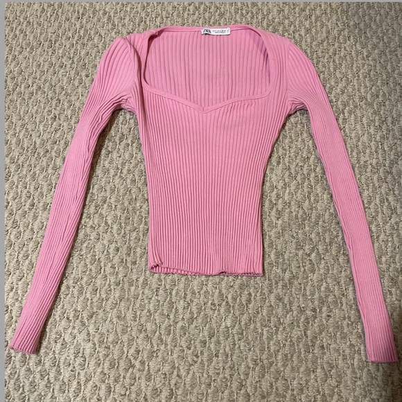 Zara pink sweetheart neckline top - Picture 2 of 4